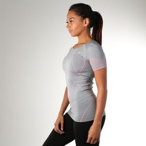 Gymshark Seamless Airflow Gray Pink Compression XS